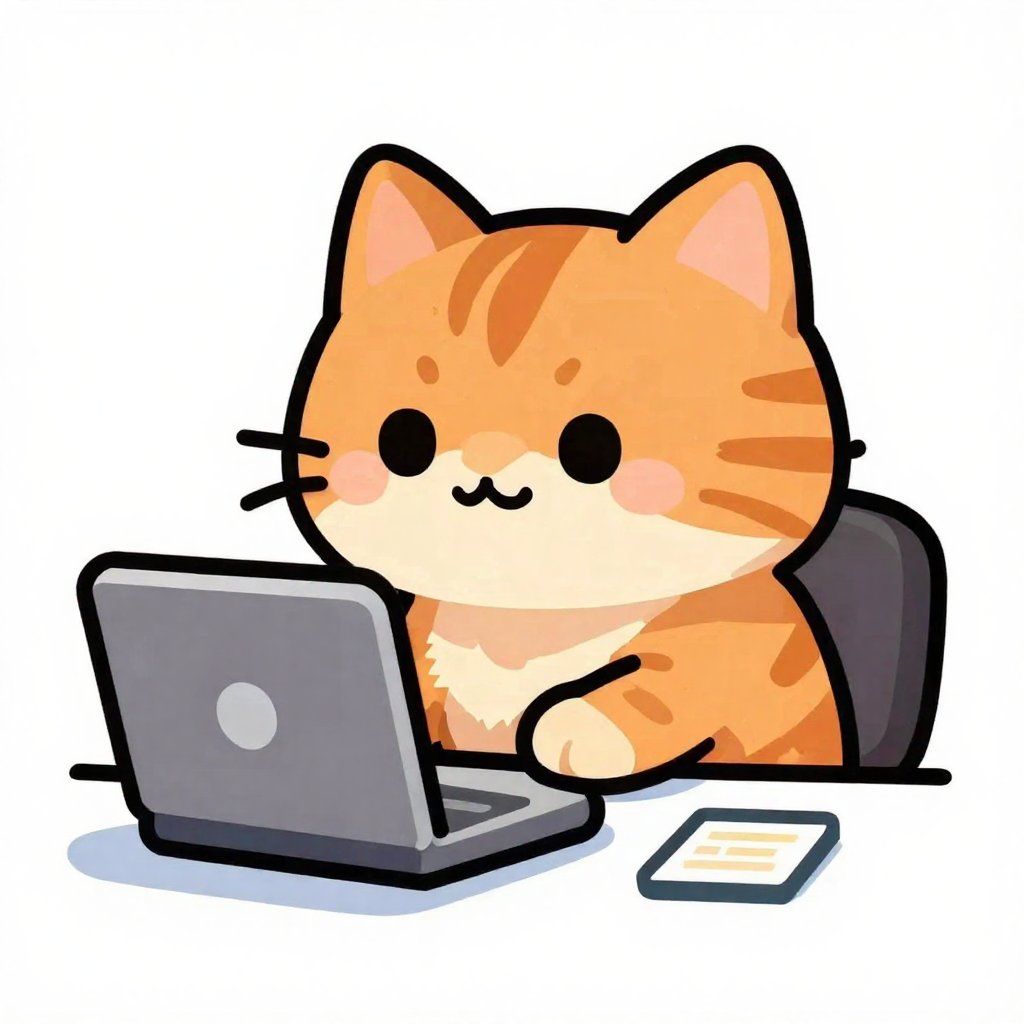 LeetCat mascot — a cute orange cat at a laptop